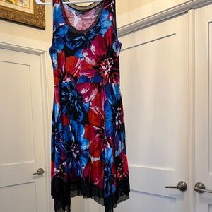 Cupio Asymmetrical Floral Dress - Red, Blue, Black